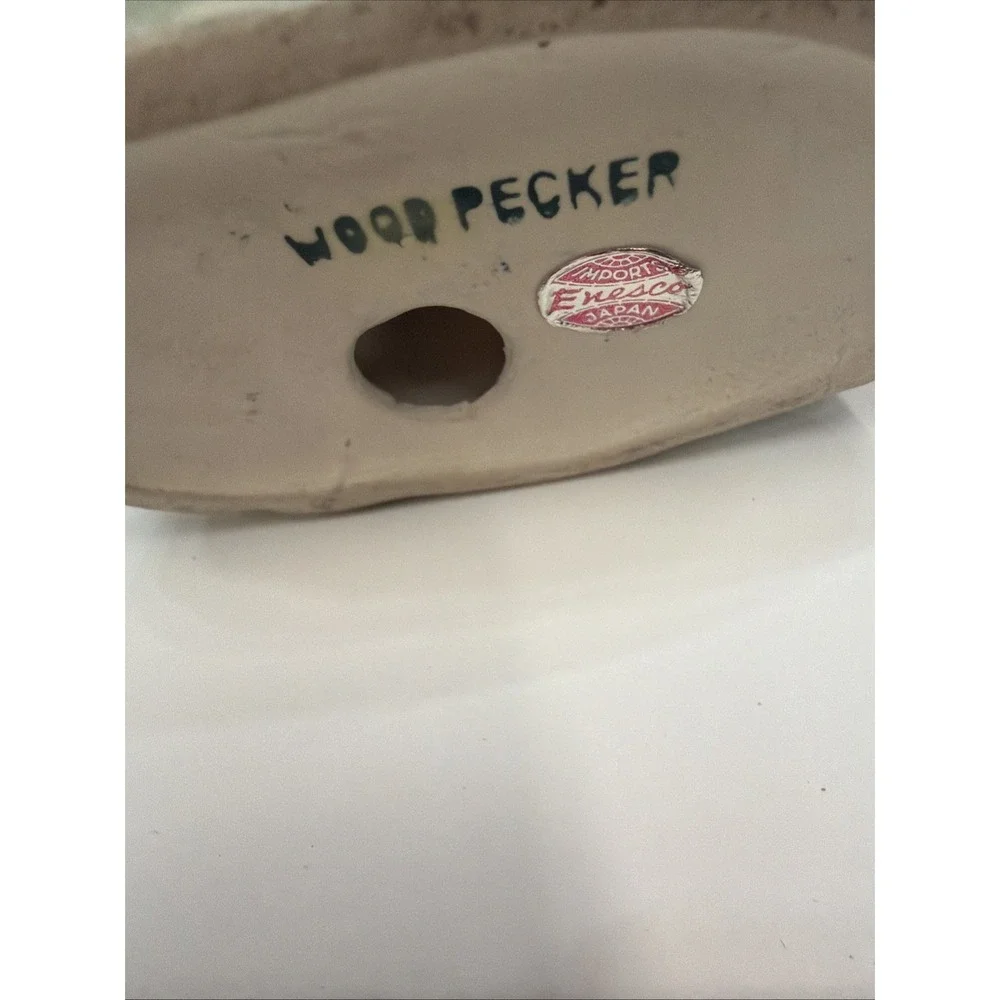 Vintage Enesco Japan Woodpecker Bird Family‎ Figurine Mid Century Import Label